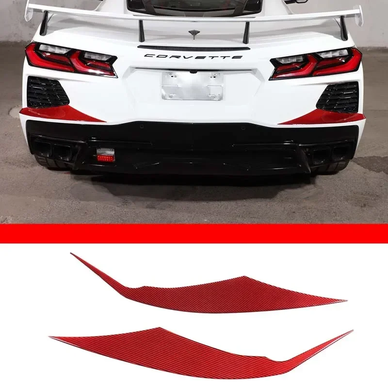 Red Carbon Fiber Car Rear Bumper Angle Trim Air Intake Lower Panel Kit Cover For Chevrolet Corvette C8 Stingray Z51 2020-2023