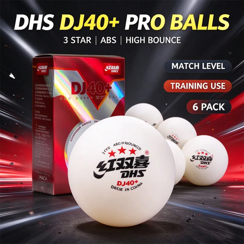 DHS DJ40+ 3-Star Table Tennis Balls WTT Ball ABS 40+mm Seam Ping Pong Balls for Professional Competition Training 6Pcs/Pack