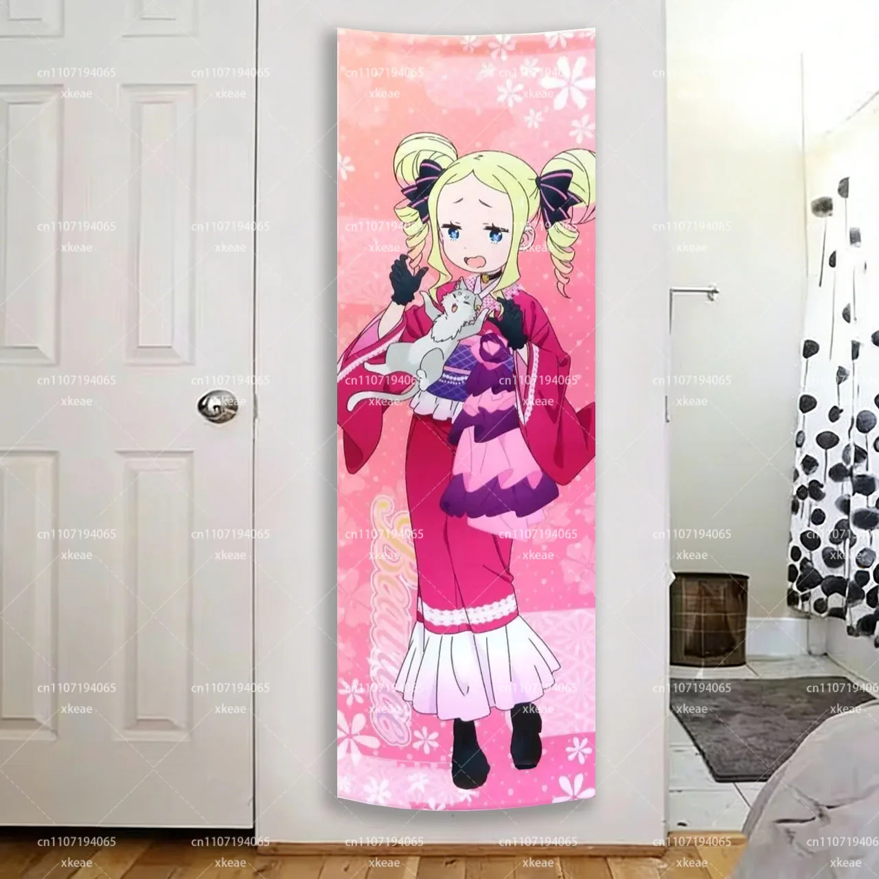 Re:Zero Beatrice Kimono Tapestry, Anime Character Long Wall Hanging, HD Print Polyester Poster for Bedroom Dorm Decor