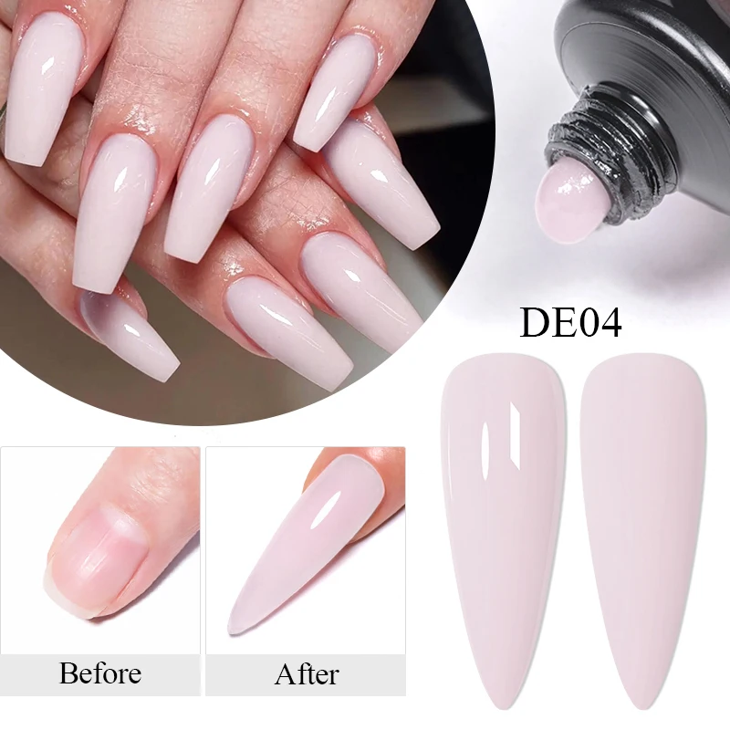 Mtssii 10ML Nail Extension Gel Semi Permanent Hard Gel Acrylic Crystal White Clear Nude Gel Nail Polish UV Construction Gel