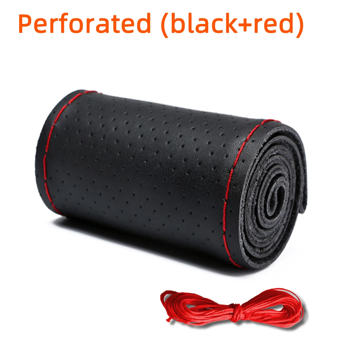 Universeller Leder-Auto-Lenkrad-Stich-On-Wrap-Cover, passend für 38 cm 14 Zoll DIY Nähen, atmungsaktiv und rutschfest, Schwarz, Grau, Beige – Detail 17