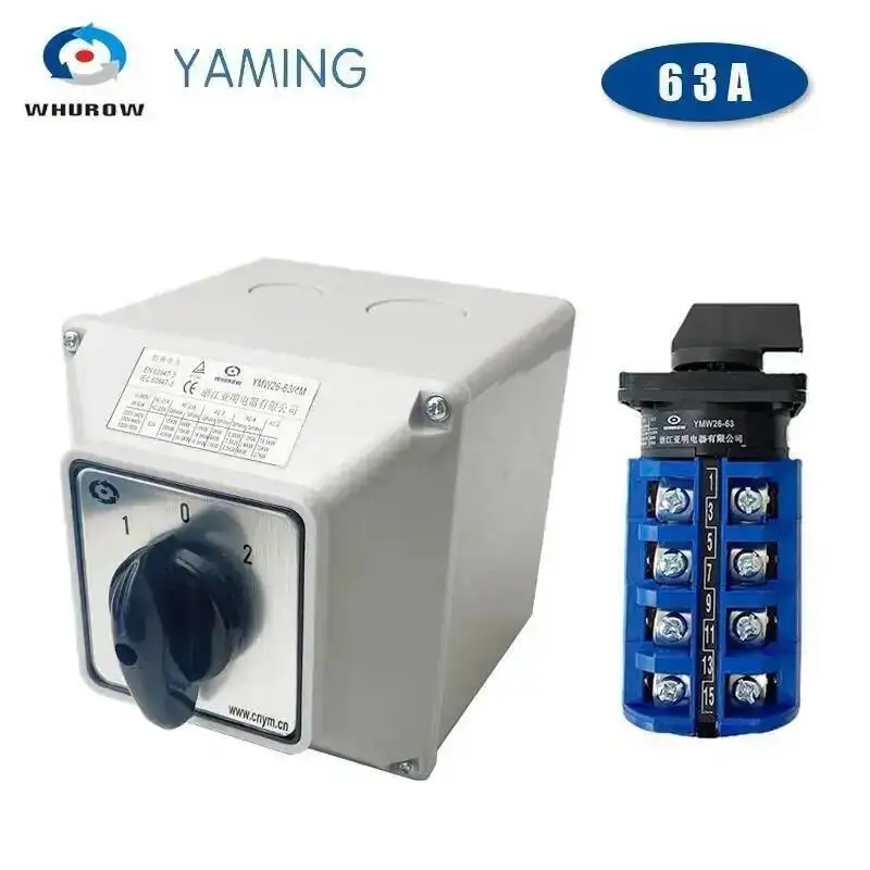 

Yaming YMW26 LW26-63/4M Changeover Rotary Cam Switch 63A 4 Poles Optional Position Waterproof Enclosure Interruptores Electricos