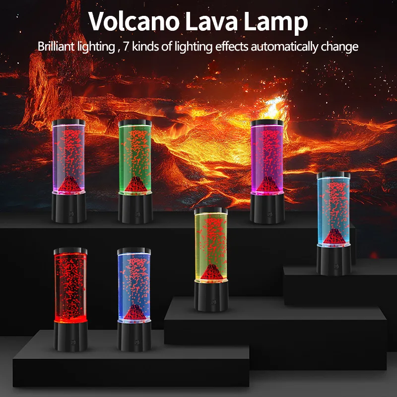 LED Colorful Volcano Lamp Flame Atmosphere Lamp Creative Gift Bedroom Ornament Romantic Nightlight