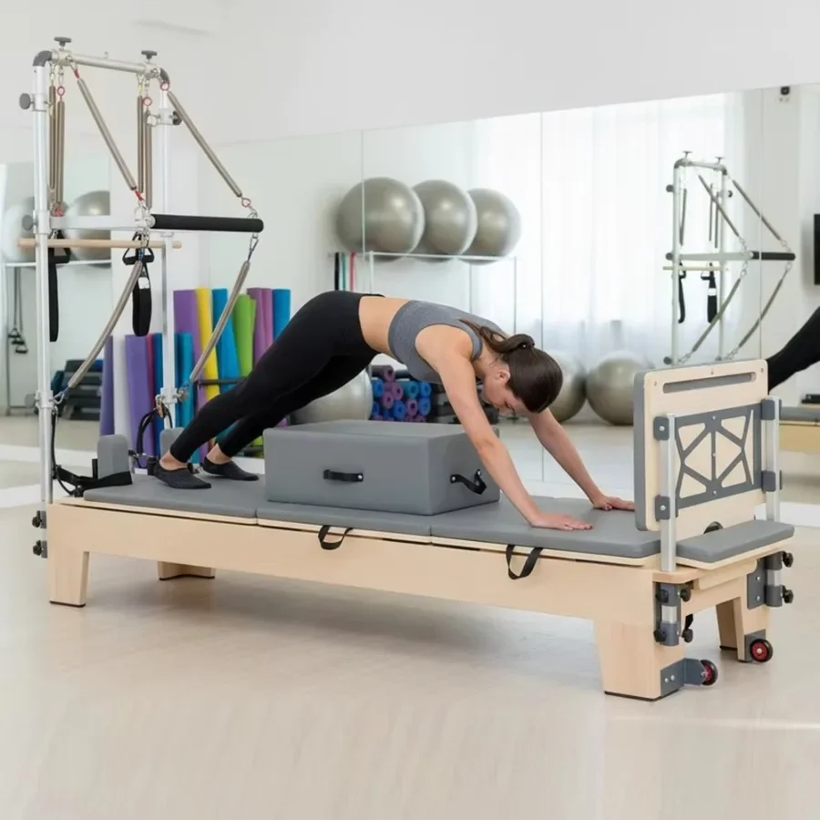 

Wood Pilates Reformer High Quality Pilates Reformer Machine Wooden Pilates Equipment Gym Fitness Yoga Body Exercise Training