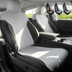 Suede Leather Seat Cover For Tesla 2025 Model Y Juniper Model 3 Highland Seat Cushion All Weather Protection Pad Accessories