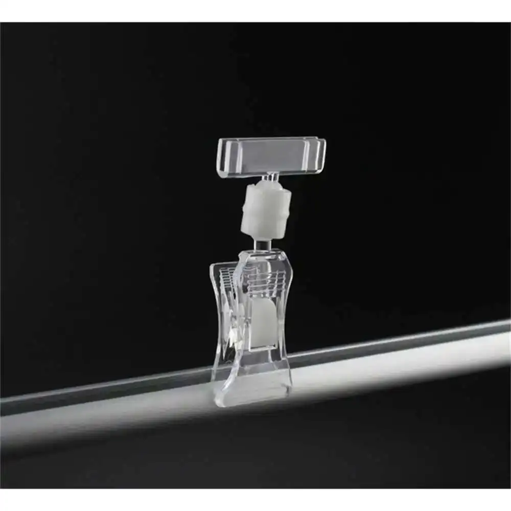 

Clear H64mm Pop Merchandise Plastic Sign Paper Card Display Price Tag Snap Label Promotion Small Memo Clips Holders