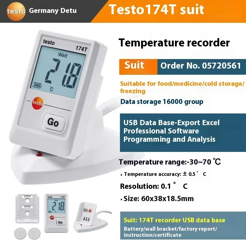 High-Precision ABS Plastic Testo174T/174H Pharmaceutical Cold Chain Thermometer Temperature Humidity Recorder for Transporta