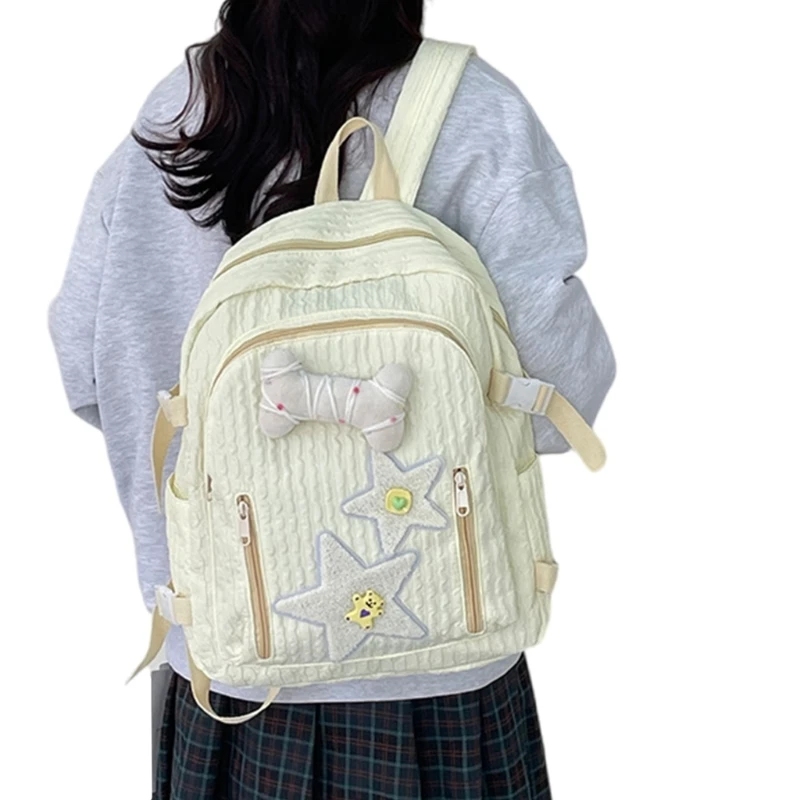 Daypack พร้อมกระเป๋านักเรียนตกแต่ง Bone Star น่ารักสำหรับ Rucksack เด็กผู้หญิง