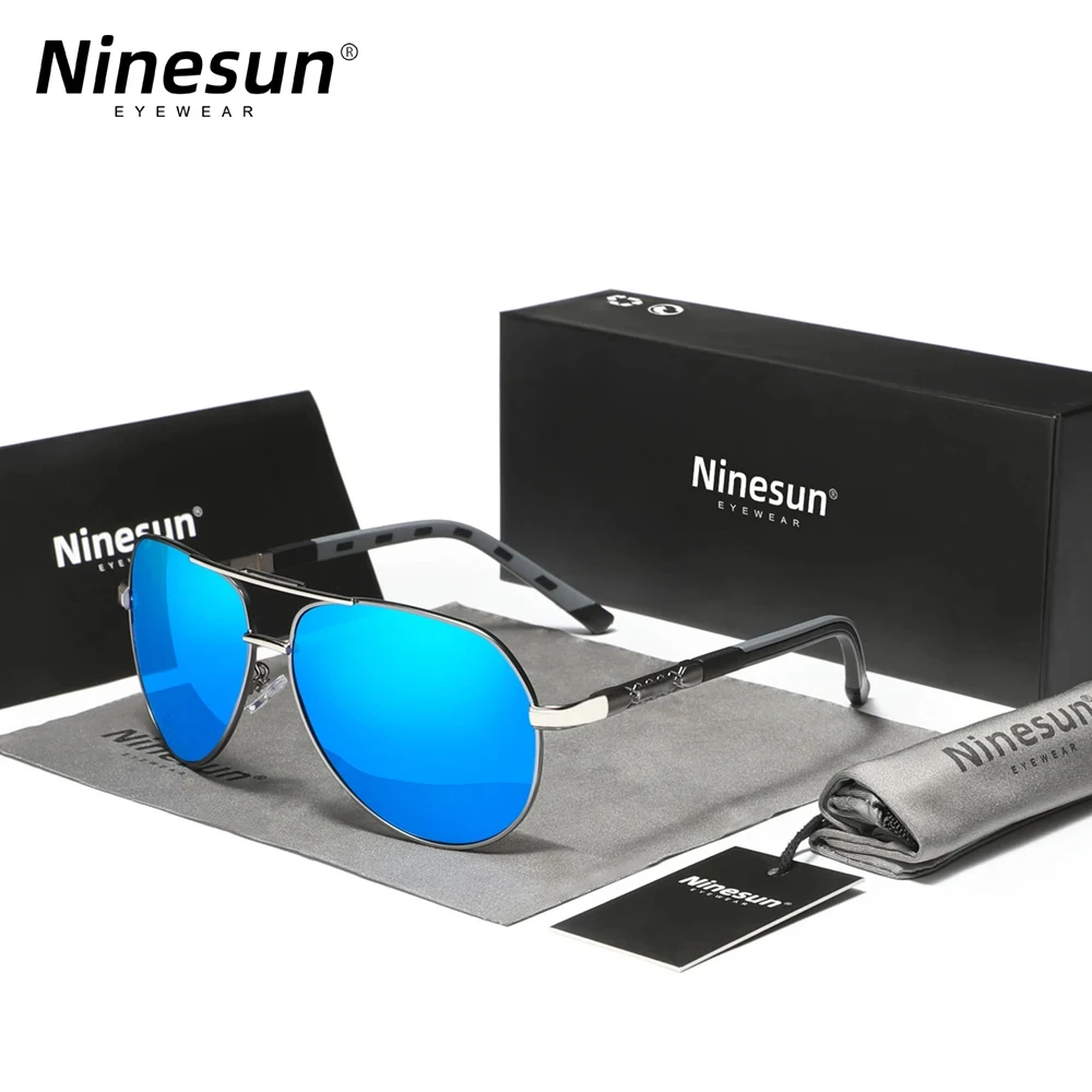 

NINESUN алюминиевые мужские солнцезащитные очки-пилот с поляризационным покрытием, зеркальные линзы, очки, мужские аксессуары, спортивные классические очки для вождения