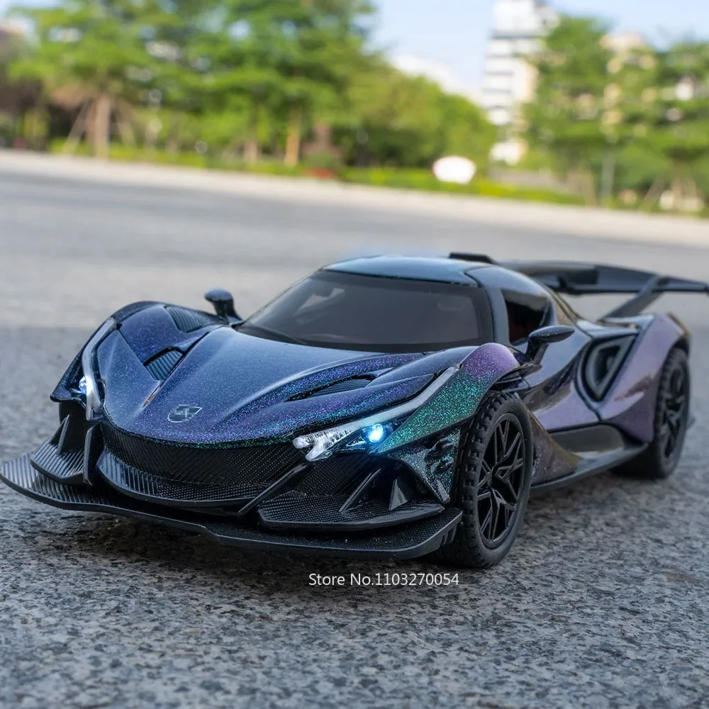 1:32 Apollo IE EVO Modello in lega giocattolo Pressofuso Porte per auto Suono aperto Luce Tirare indietro Pneumatici in gomma in miniatura Auto Regalo di Natale per bambini