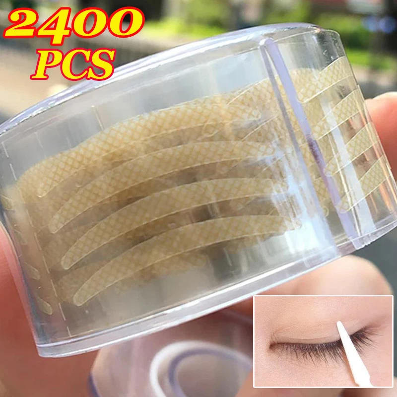 2400PCS Self-adhesiveDouble Eyelid Sticker Invisible Lace Eye Lift Strips Double Eyelid Tapes Clear Beige Eye Tapes Makeup Tools