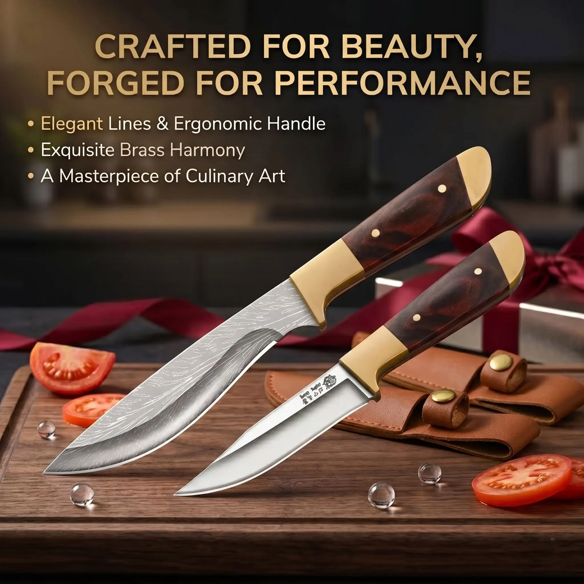 New 2-Piece Premium Kitchen Knife Set Ultra Sharp – High Carbon Stainless Steel Ergonomic Handle for Home Cooking & Food Prep