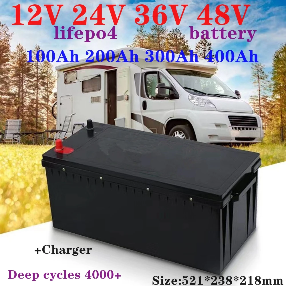 12V 200AH 300AH 400Ah 24V 150Ah 200Ah 36V 48V 100Ah Lifepo4 lithium battery eu deep cycle for car audio solar system boat