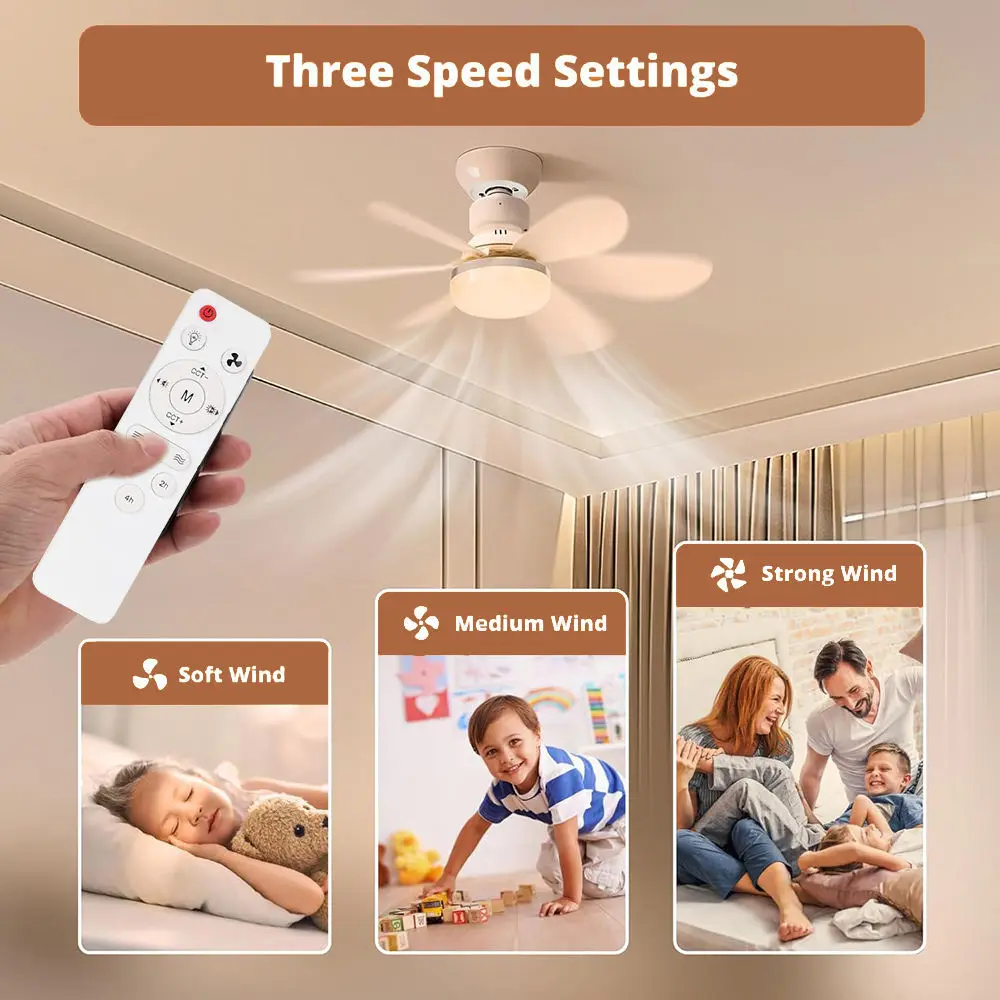 40W LED Ceiling Fan with Remote Control E27 Base Dimmable Light Color Temperature Suitable for Bedroom Living Room Kitchen Study