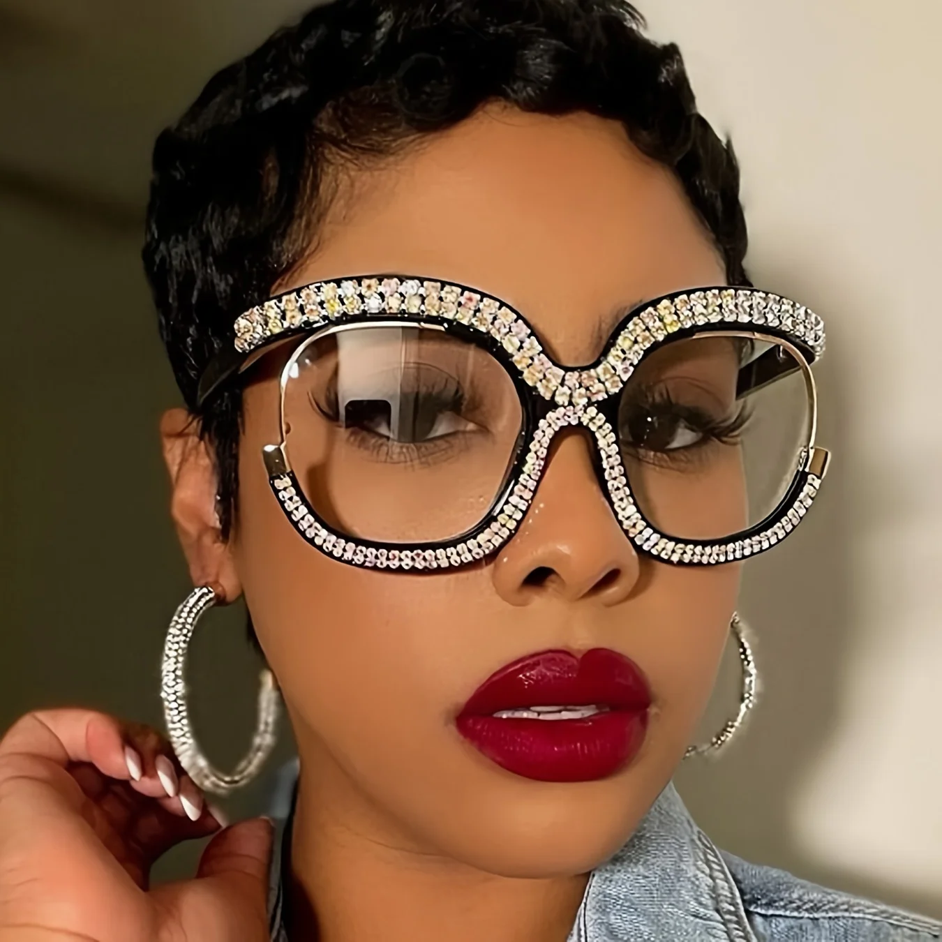 1pc Strass Brille Mode Frauen Männer Übergroße Gläser Party Nachtclub Gläser