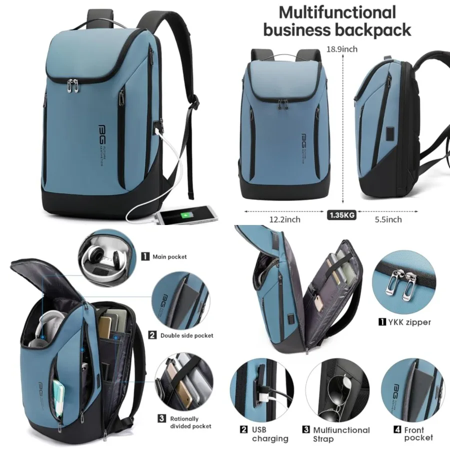 

Business Smart Backpack Waterproof fit 15.6 Inch Laptop Backpack with USB Charging Port, Travel Durable Backpack