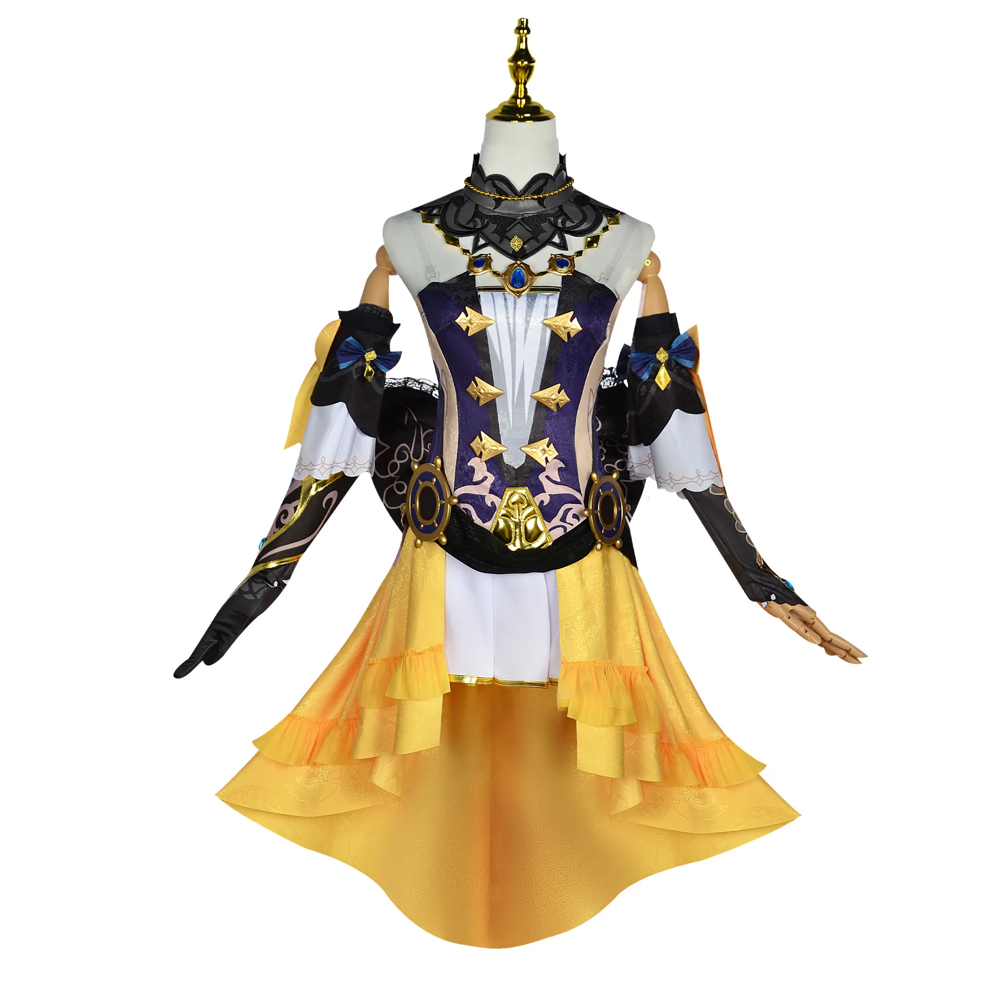 Game Navia Cosplay Costume para Mulher, Vestido Genshin Impact, Chapéu, Sapatos, Peruca, Conjunto completo, Prop de Animação, Interpretação, Quadrinhos, Uniforme