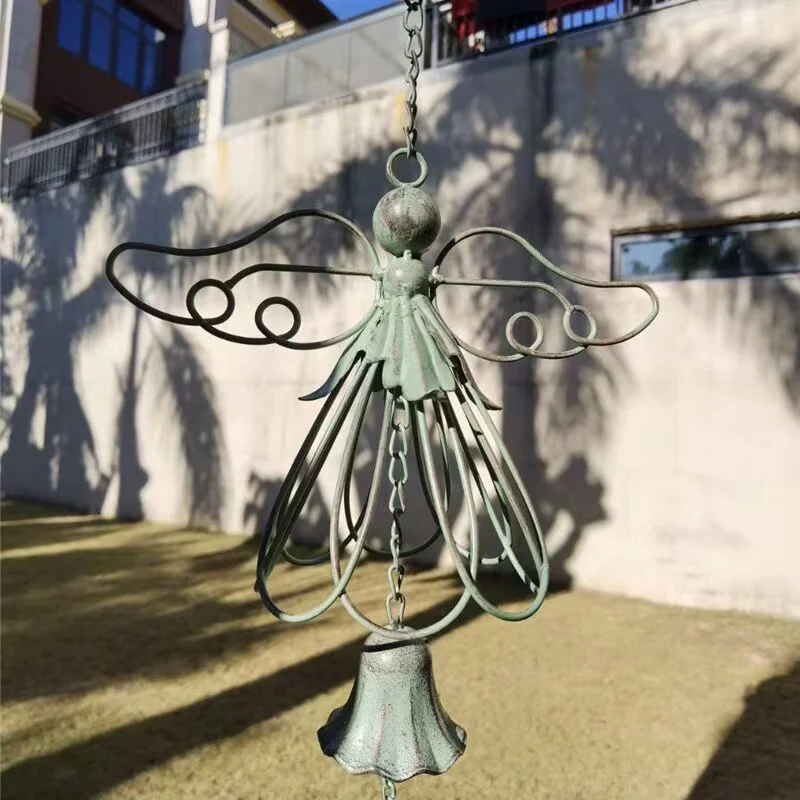 Iron Retro Angel Wind Chime Doorbell Pendant Antique Style Retro Decoration CreativeHomeBalcony AndAccessoriesHangingDecoration