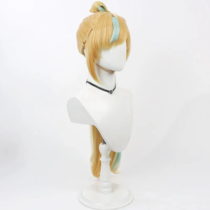 VTuber Mitarashi Dan cosplay wig bow two-tone detachable ponytail Halloween gift