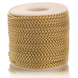 Correntes de Caixa Banhado a Ouro, Aço Inoxidável, Colar, Pulseira, Tornozeleira, Jóias Fazendo Suprimentos, Lotes por atacado, a granel, 2m, 2m, 3mm