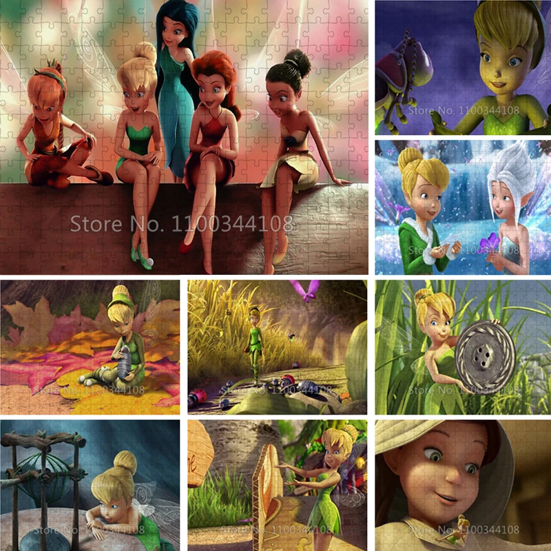 Tinkerbell Jigsaw Puzzle 35/300/500/1000 Pcs Disney Fairy Girls Puzzles Adult Decompression Handmade Game Kids Educational Toys