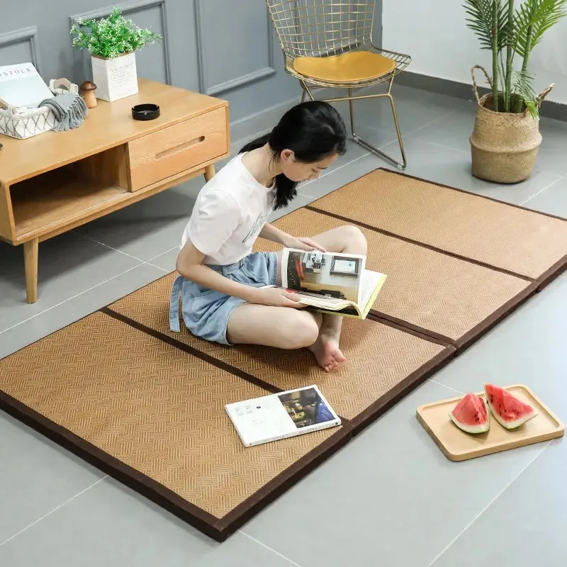 Japanese Foldable Tatami Comfortable Mattress Rectangular Floor Rattan Floor Mat Bed 4.5cm Thick Yoga Sleeping Baby Play Mat ﻿