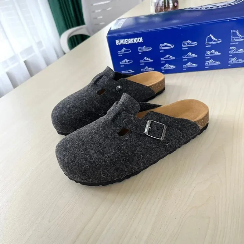 2023 Spring and Autumn Boken New Cork Comfortable Wool Felt Casual One Step Booted Women\'s Slippers Outdoor casual slippers