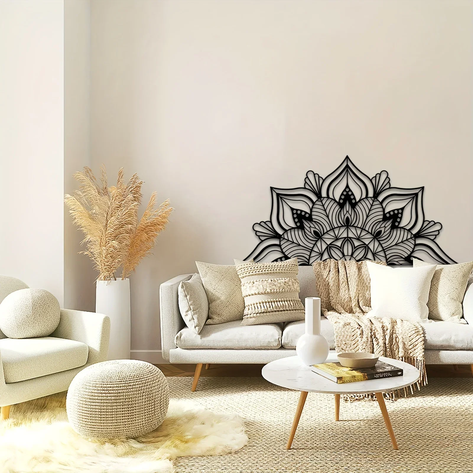 CIFBUY Decoration  Large Metal Mandala Wall Hanging Decor Unique Lotus Flower Home Decor Art Black Kitchen Bathroom Art Bathroom