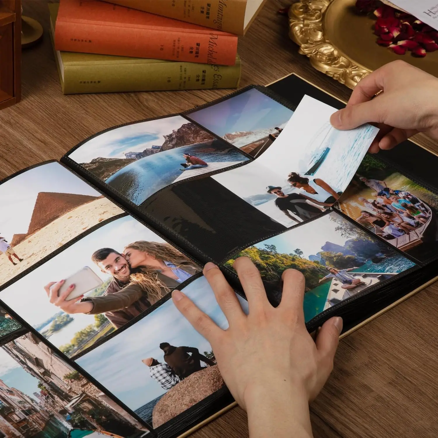 Travel Photo Album 4x6 500 Photos 5 Pictures Per Page, 500 Pockets, Refined Kraft Paper Cover Vacation Photo Album Trave