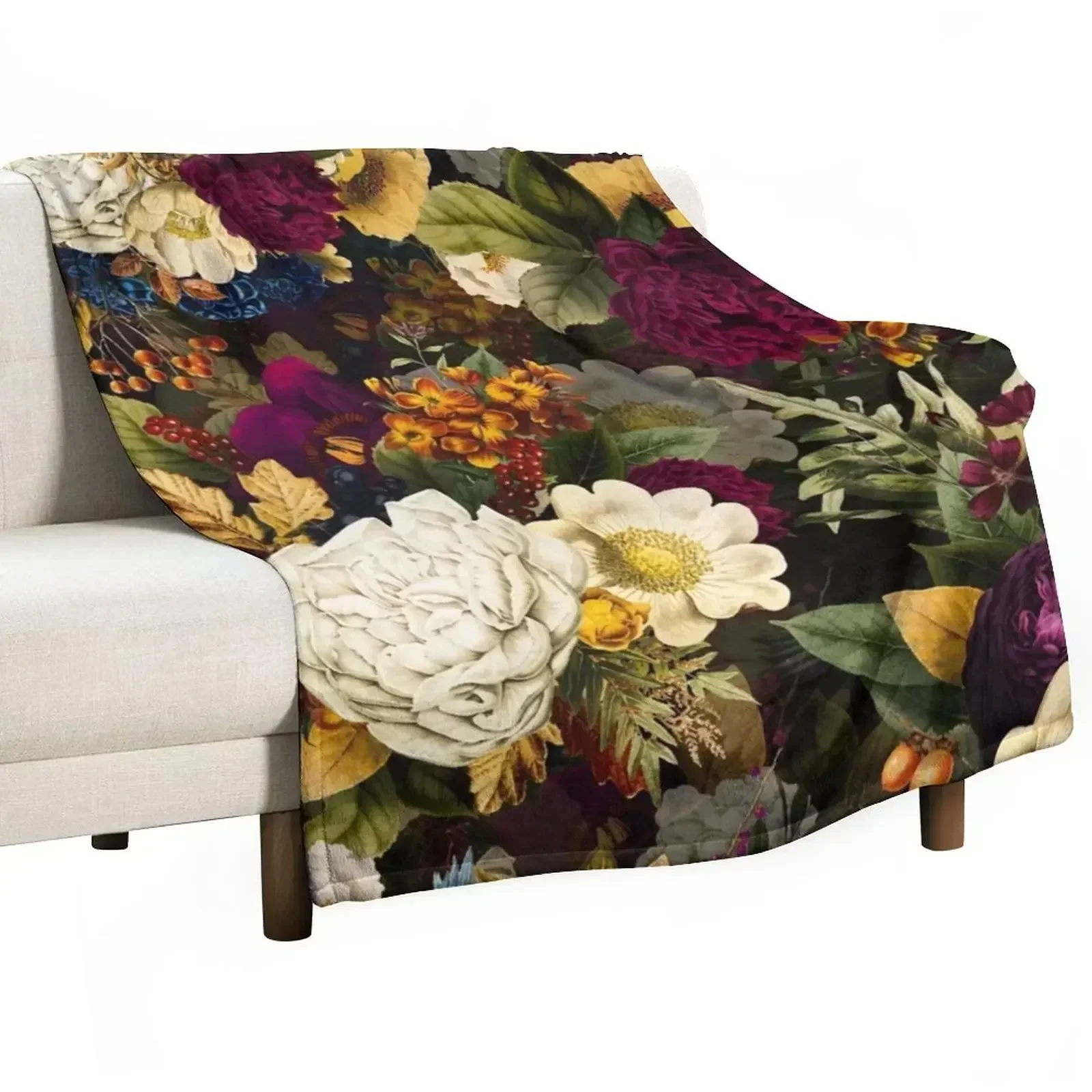 

Mystical night IV Botanical Night Garden Throw Blanket blankets and throws Decorative Sofa Flannel Fabric Blankets