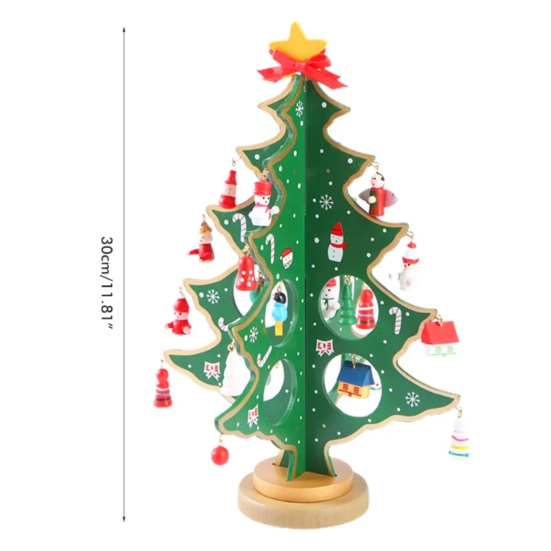 Desktop Christmas Tree Decoration Mini Wooden DIY Christmas Tree Ornaments Children  Gift