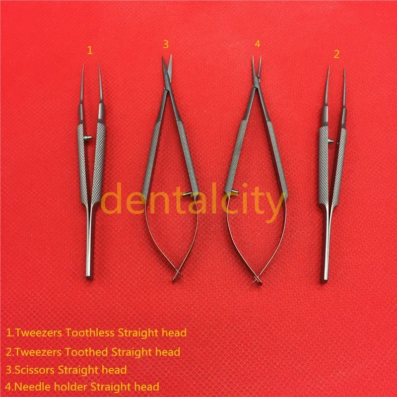 กรรไกร 12.5 ซม. + ที่วางเข็ม + แหนบสแตนเลสเครื่องมือผ่าตัดจักษุเครื่องมือไมโครผ่าตัดเปลือกตาเครื่องมือ