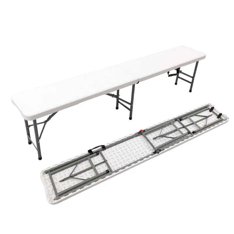 Wholesale Modern Waterproof Rectangular 6FT White Folding Plastic Bench Table Adjustable Entry Villa Camping Dining Hospitalprom