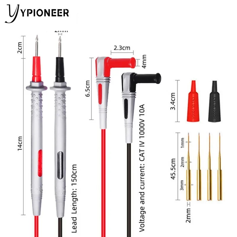 YPioneer P1505 Kit Timah Uji Multimeter Kabel Silikon Ganda Probe Multimeter Kawat Probe Tembaga Listrik 4.9ft/1.5M