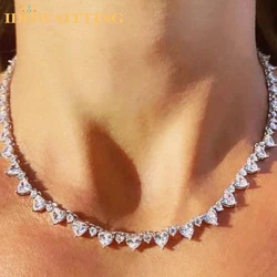 2023 Lover Valentine's Day Gift Sparking Bling Round Love Heart Cubic Zirconia Cz Tennis Choker Necklace For Women Girlfriend