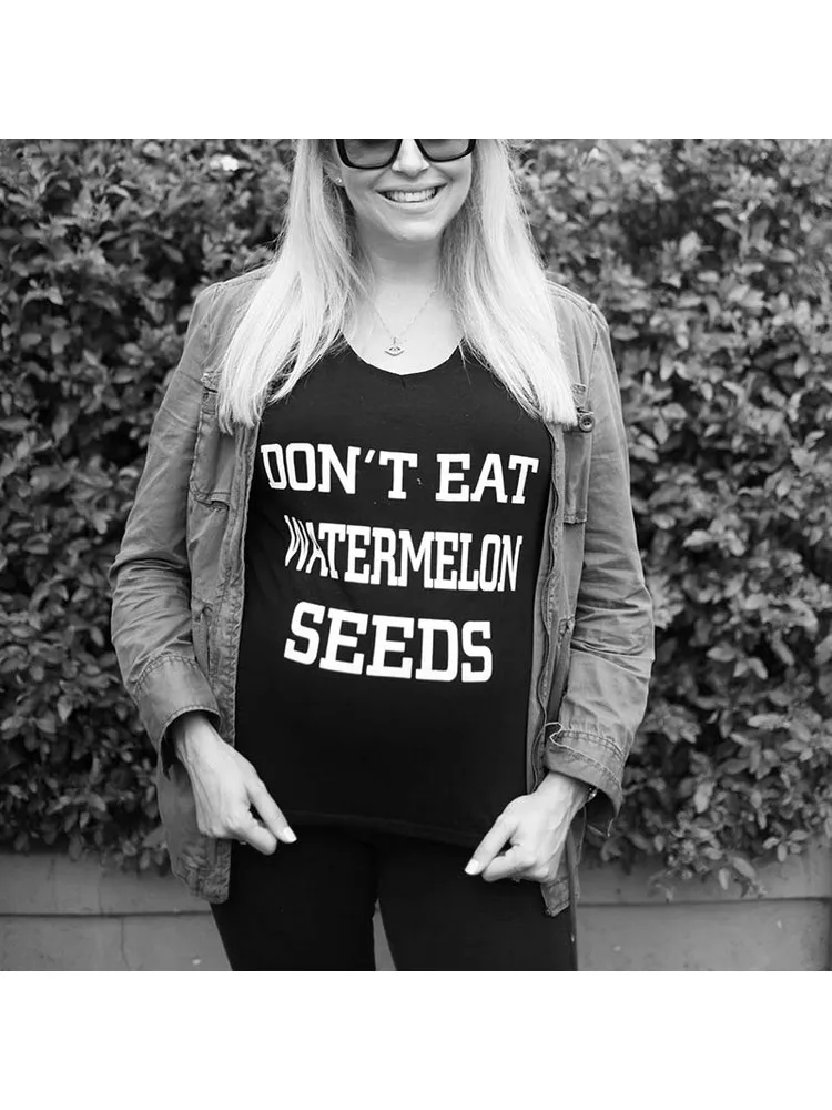 

Don't Eat Watermelon Seeds Funny Pregnancy Shirt Watermelon Bump' Print Maternity T-Shirt Shirt Pregnancy Announcement Tshirts