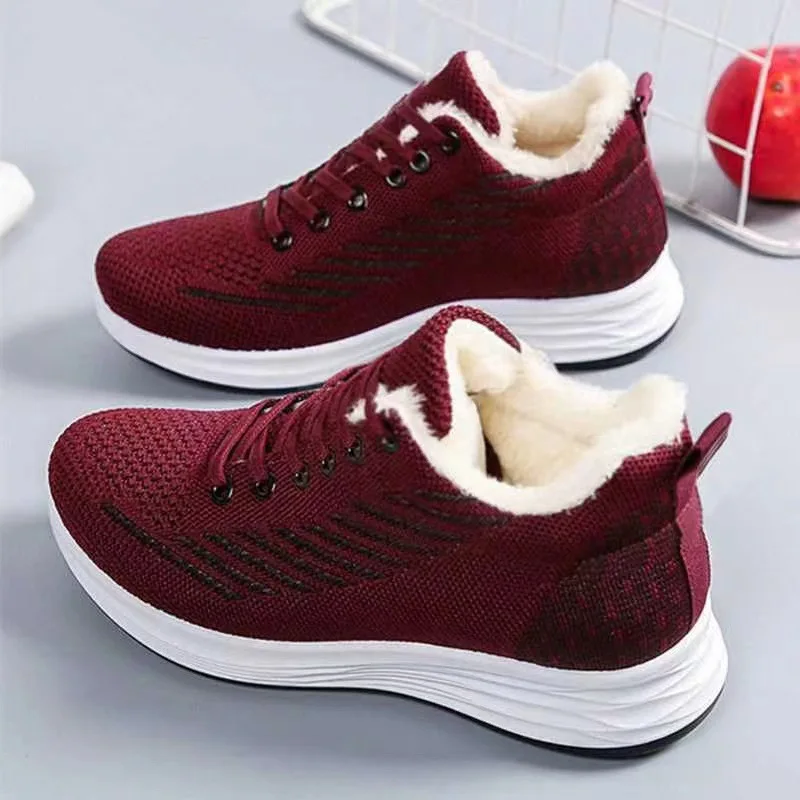 Women's cotton shoes with fleece 2025 winter mom snow boots  casual women's warm  middle-aged and elderly winter