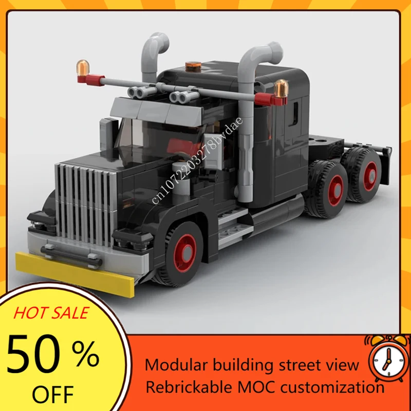 MOC-Blocos de Construção de Transporte de Camiões Pesados, Modelo Modular Habitação, Brinquedos Criativos DIY, Presentes de Aniversário