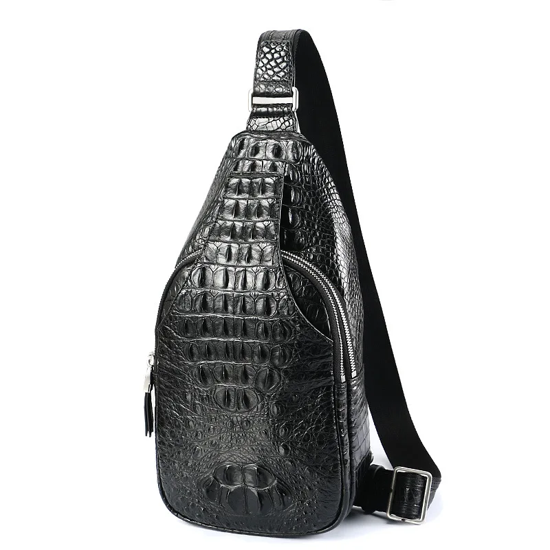 2022 New Designer Crocodile Leather Men Chest Bag Business Genuine Leather Messenger Bag High Grade Large Capacity Man Bag 45