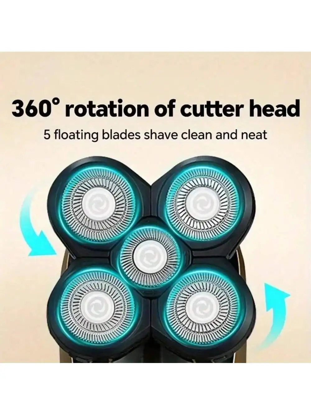 2026 ماكينة حلاقة الرأس مشابك الشعر مقاومة للماء ماكينة حلاقة كهربائية دوارة أداة تهذيب اللحية للرجال قابلة للشحن #3