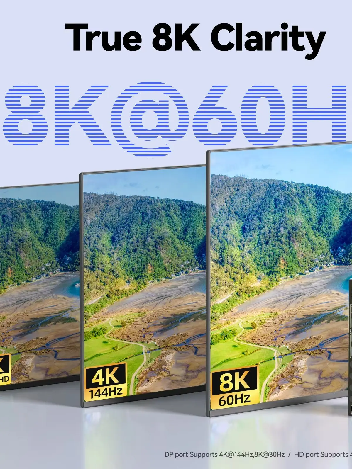 HDMI+DisplayPort KVM-Switch für 4/3/2 Monitore und 4 Computer, 8K@60Hz/4K@144Hz, KCEVE USB3.0-Switch für 4/3/2 PCs zum gemeinsamen Anschluss von 4 USB 3.0-Geräten