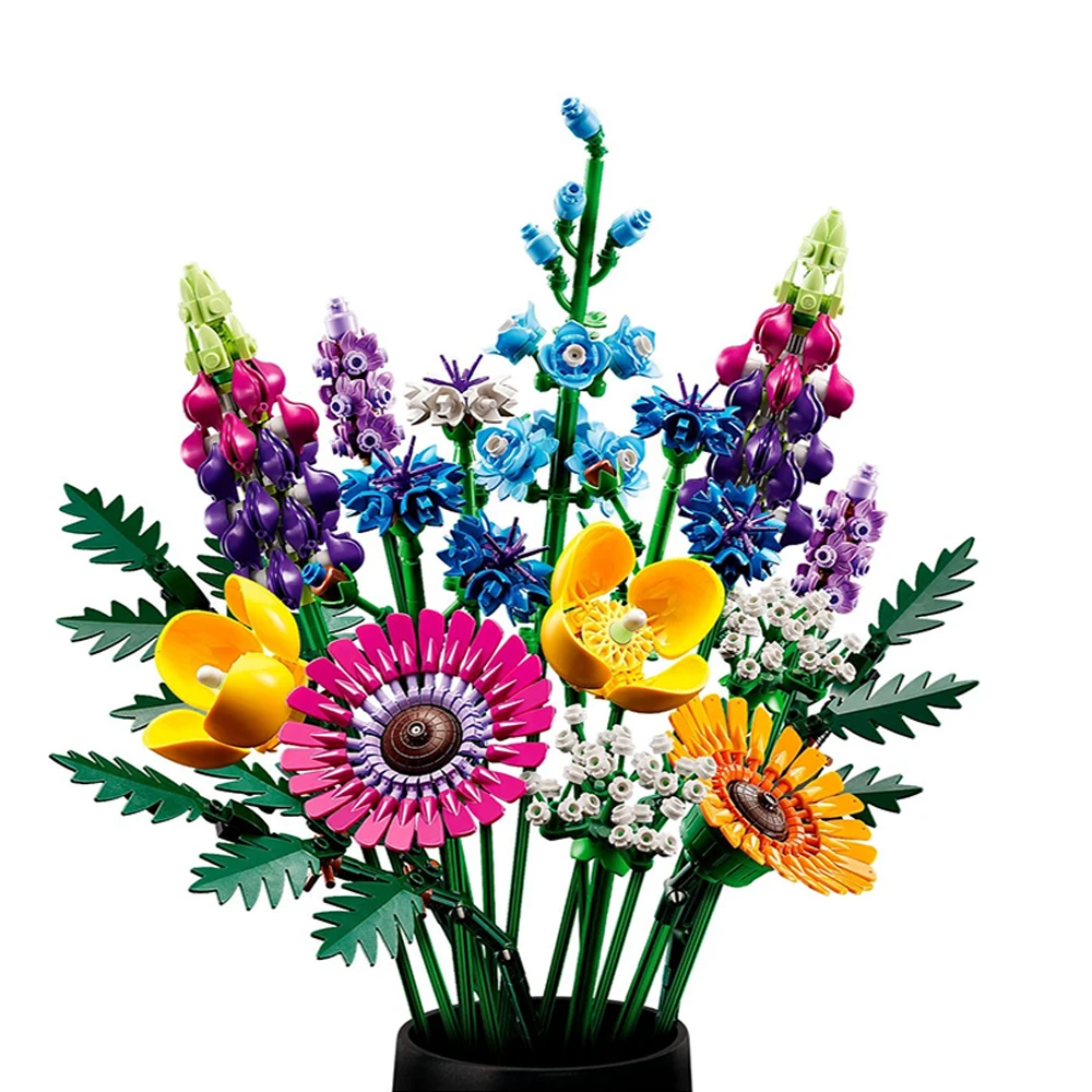 Ramo educativo 3D, juguete de bloques de construcción de flores y Luna, adornos de modelo de simulación creativa, regalo para niños, decoración del hogar