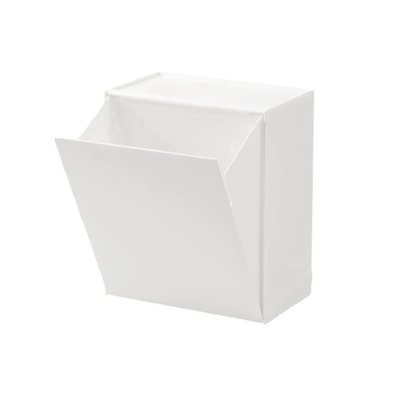 

ABUN-Square Wall-Hung Storage Box Bathroom Semi-Flip Paper Towel Garbage Bag Multifunctional Shelf