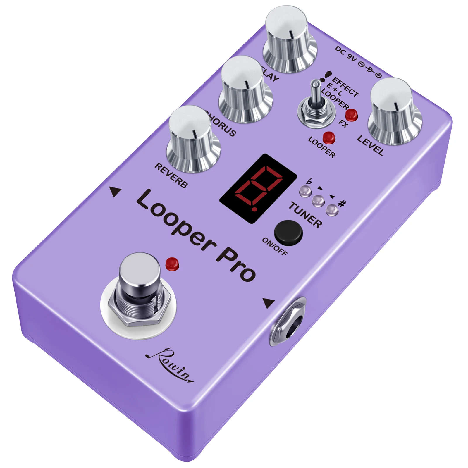 Rowin Multi-Effect Processor Looper Pro Delay Chorus Reverb Looper Tuner Effect Guitar Pedal Unlimited Overlapping Loop Bass