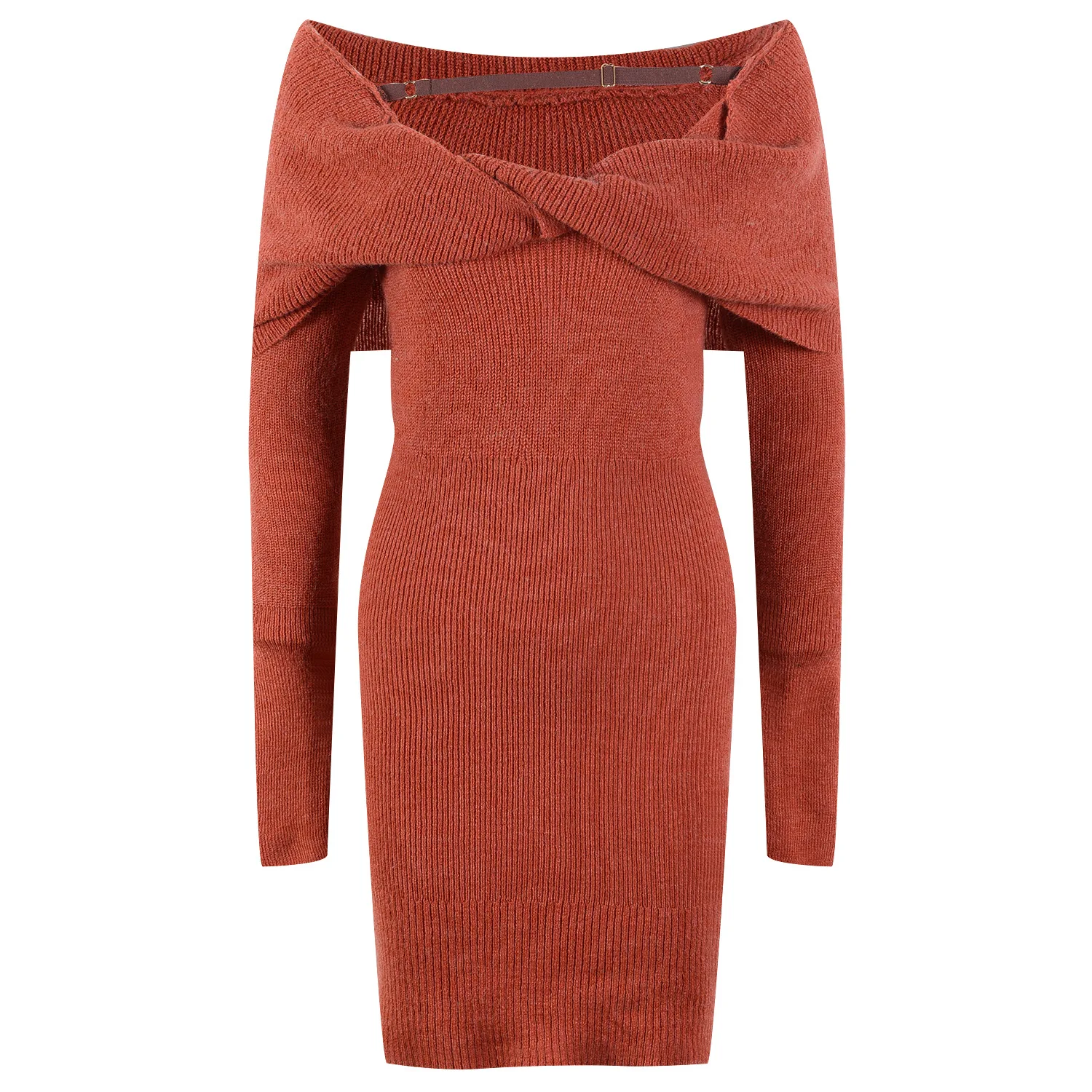 Retro Off-Shoulder Knot Knitted Top for Women 2022 Fashionable Autumn New Elegant Boat-Neck Pullover Thin Long Sleeve Sweater