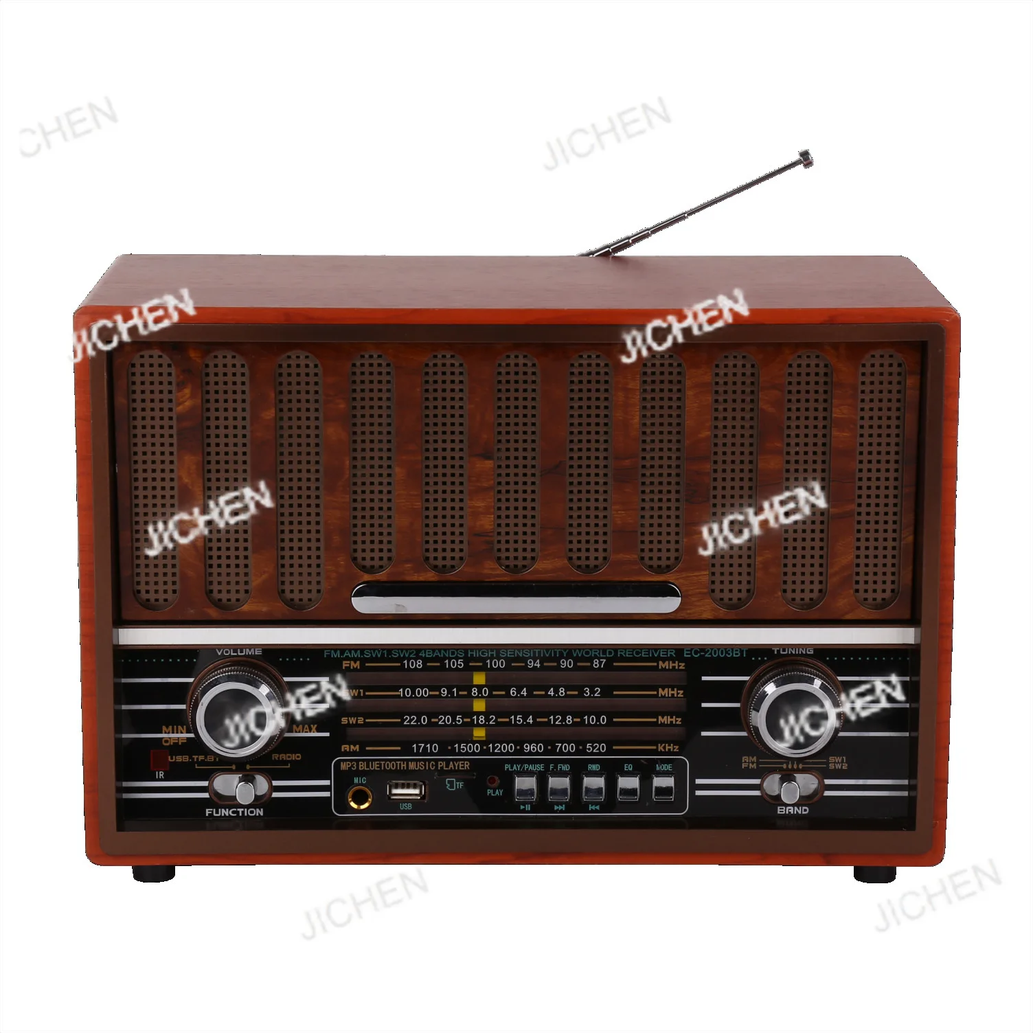 

Vintage wooden shell full band radio bluetooth card remote control player EC-2203BT bluetooth player