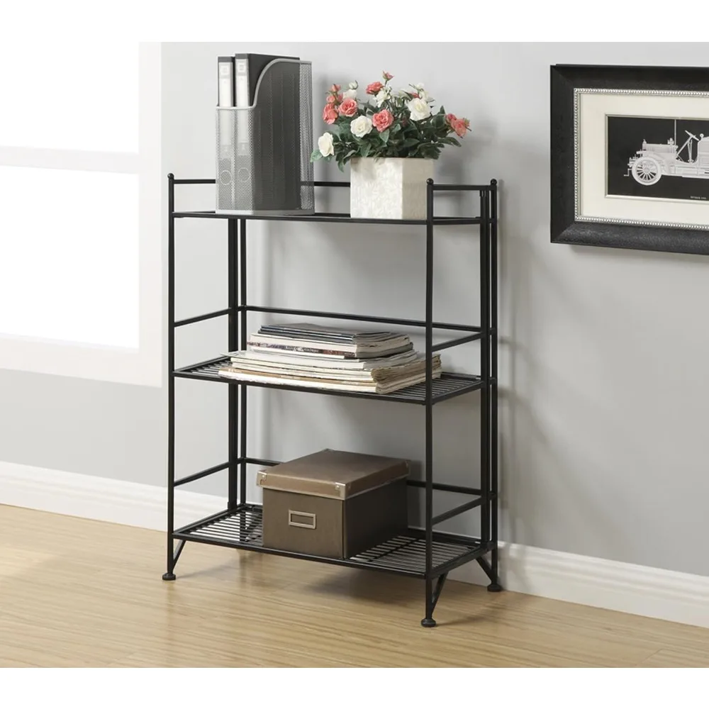 

Xtra Storage Shelves - 3-Tier Wide Folding Metal Storage Shelves, Closet Organizer for Office, Laundry Room, Bedroom, Garage