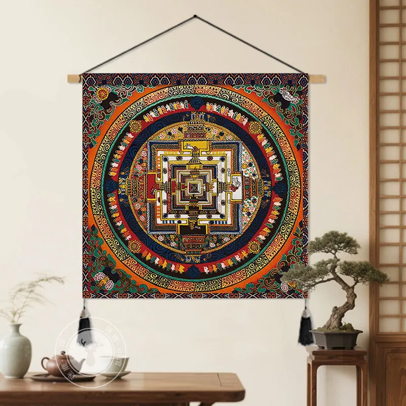 Tibetan Mandala Tapestry Wall Hanging - Buddhist Wall Decor, Zen Room Decoration for Yoga Studio and Home, Aesthetic Wall Art