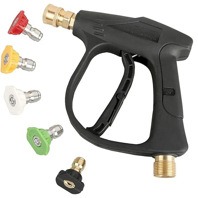 Short handle high pressure cleaning gun, single gun, with 5 nozzles to choose from, suitable for car washing and garden cleaning