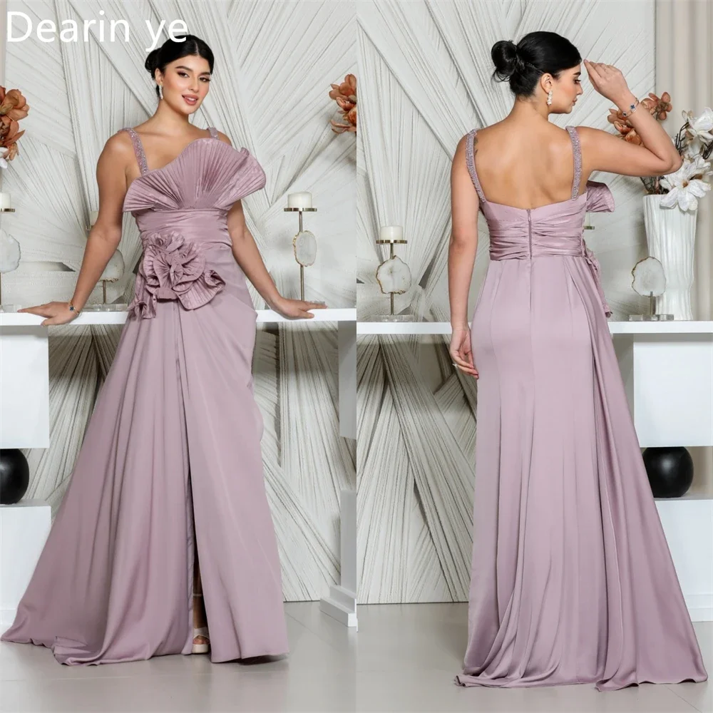 

Customized Prom Dress Evening Dearin Spaghetti Strap A-line Floor Length Skirts 3D Flower Bespoke Occasion Dresses Formal Gown S